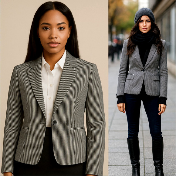 Banana Republic Jackets & Blazers - NWT Banana Republic 12 Classic Fit $109 Striped Blazer Cotton Jacket Black White